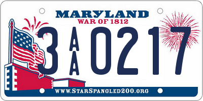 MD license plate 3AA0217