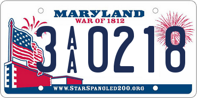 MD license plate 3AA0218