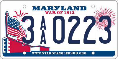 MD license plate 3AA0223