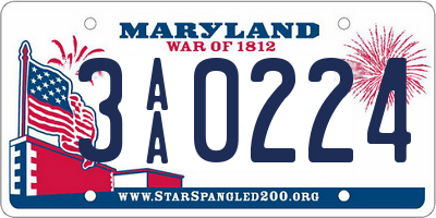 MD license plate 3AA0224