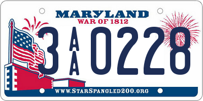 MD license plate 3AA0228