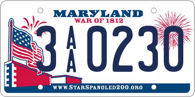 MD license plate 3AA0230