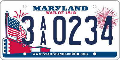 MD license plate 3AA0234