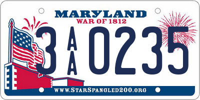 MD license plate 3AA0235