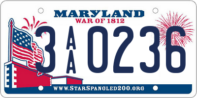 MD license plate 3AA0236