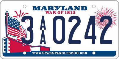 MD license plate 3AA0242