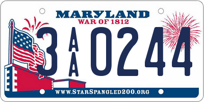 MD license plate 3AA0244