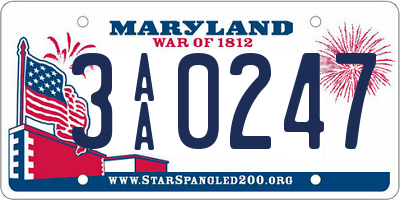 MD license plate 3AA0247