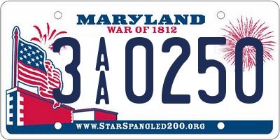 MD license plate 3AA0250