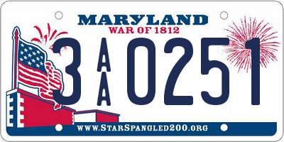 MD license plate 3AA0251