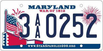 MD license plate 3AA0252