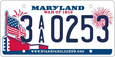 MD license plate 3AA0253