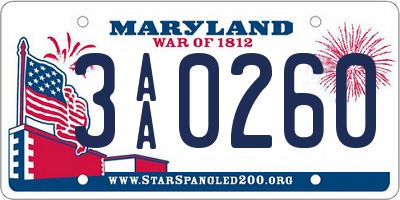 MD license plate 3AA0260