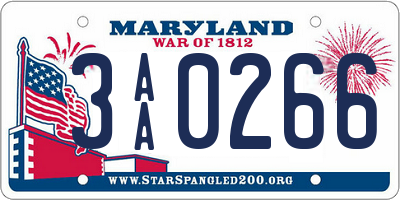 MD license plate 3AA0266