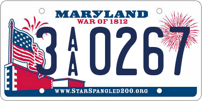 MD license plate 3AA0267