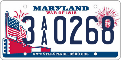 MD license plate 3AA0268