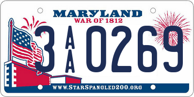 MD license plate 3AA0269