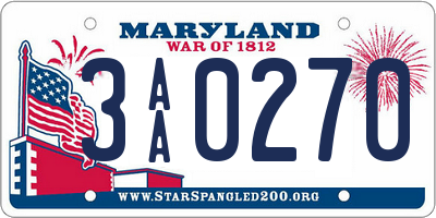 MD license plate 3AA0270