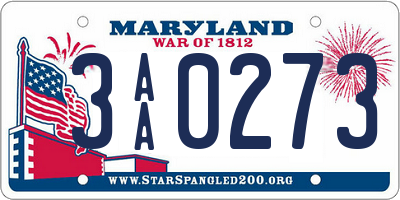 MD license plate 3AA0273