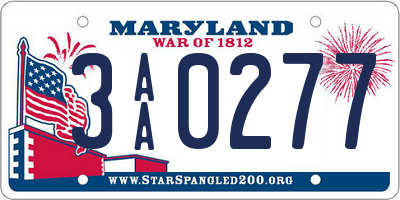 MD license plate 3AA0277