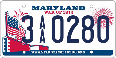 MD license plate 3AA0280