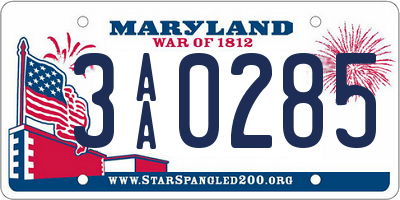 MD license plate 3AA0285