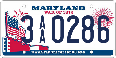 MD license plate 3AA0286