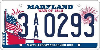 MD license plate 3AA0293