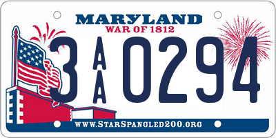 MD license plate 3AA0294