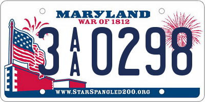 MD license plate 3AA0298