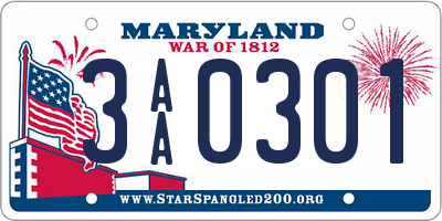 MD license plate 3AA0301