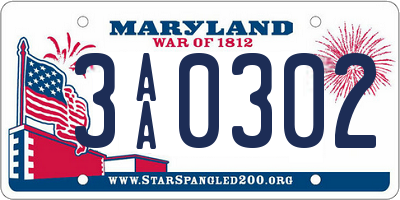 MD license plate 3AA0302