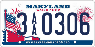 MD license plate 3AA0306