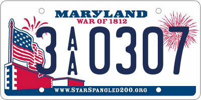 MD license plate 3AA0307