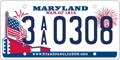 MD license plate 3AA0308