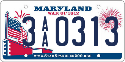 MD license plate 3AA0313