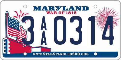 MD license plate 3AA0314