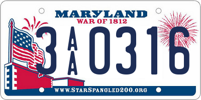 MD license plate 3AA0316