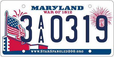 MD license plate 3AA0319