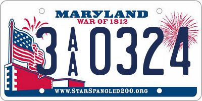 MD license plate 3AA0324
