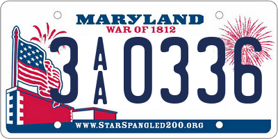 MD license plate 3AA0336