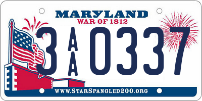 MD license plate 3AA0337