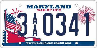 MD license plate 3AA0341