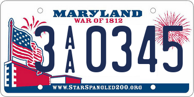 MD license plate 3AA0345