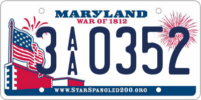 MD license plate 3AA0352