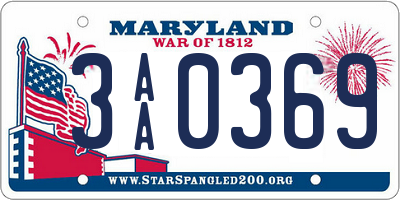 MD license plate 3AA0369