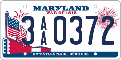 MD license plate 3AA0372