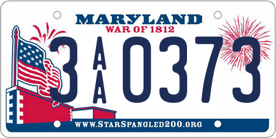 MD license plate 3AA0373