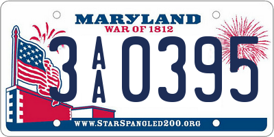 MD license plate 3AA0395