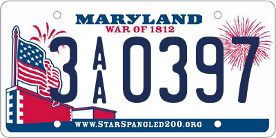 MD license plate 3AA0397
